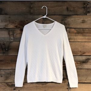 Talbots White V-Neck Sweater